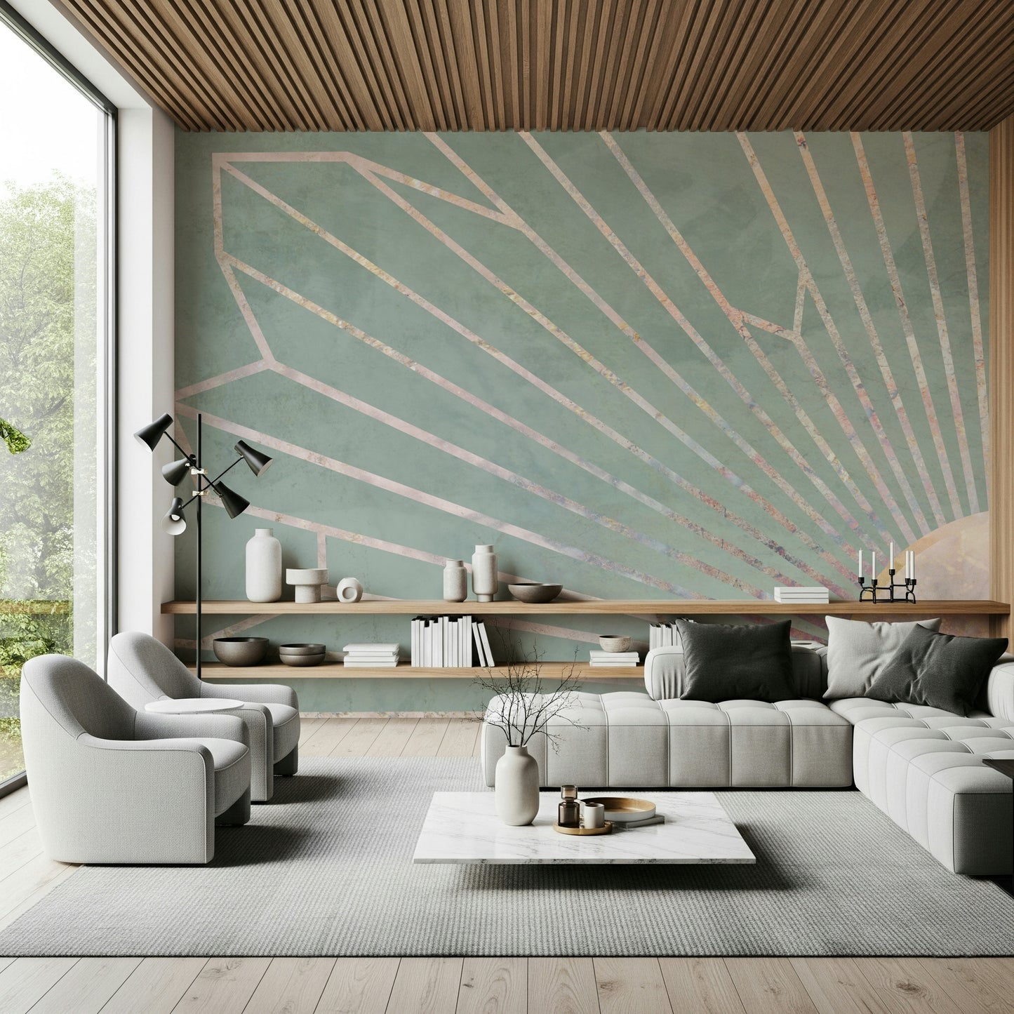 Soft Geo Sunrise Wall Mural -2464593