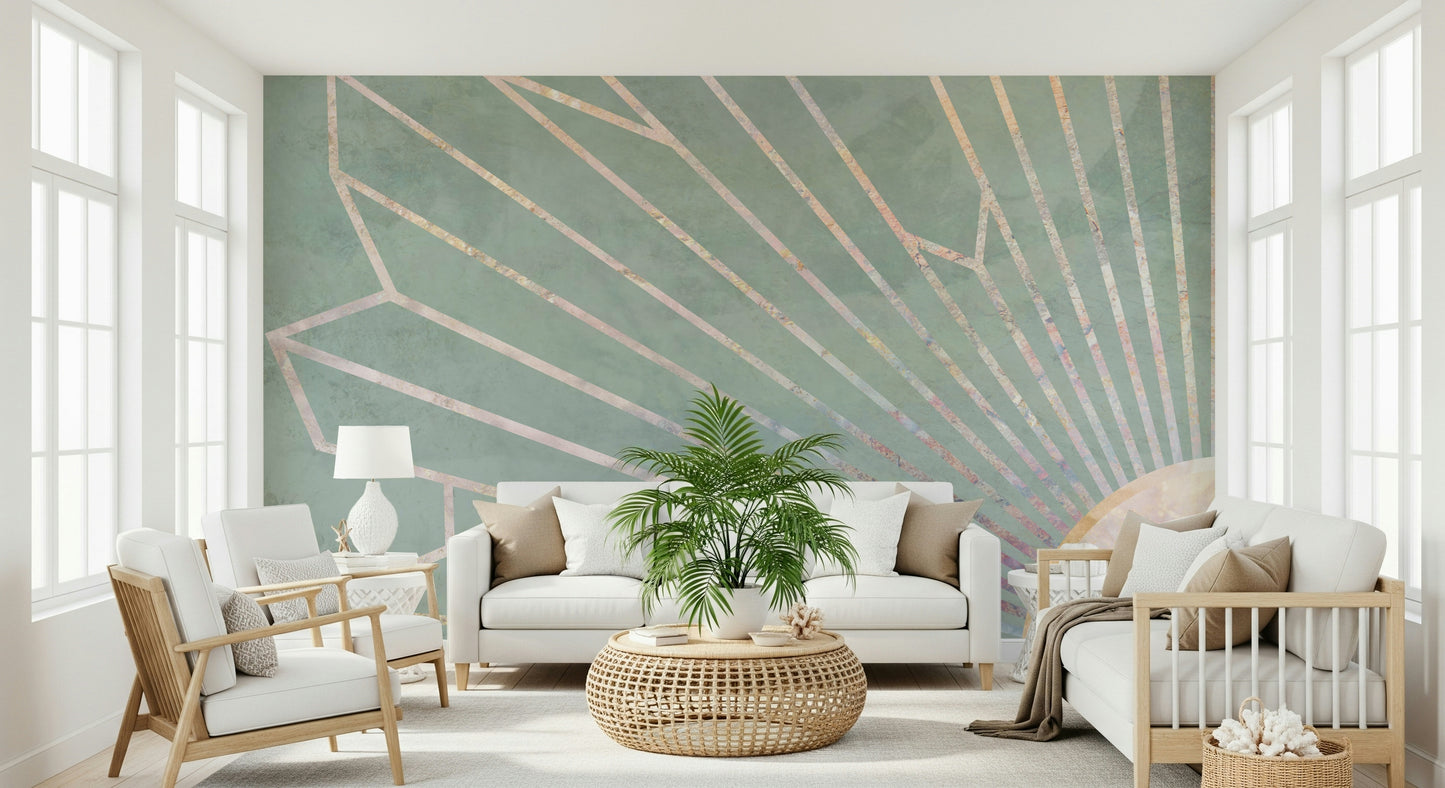 Soft Geo Sunrise Wall Mural -2464593