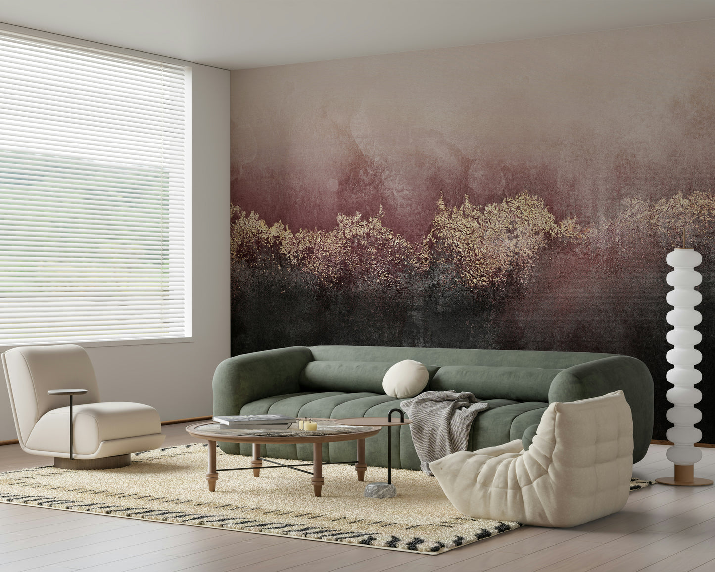 Gilded Rose Dusk Wall Mural - 2715899