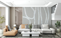 A beautiful abstract gray line wallpaper mural for a modern home.