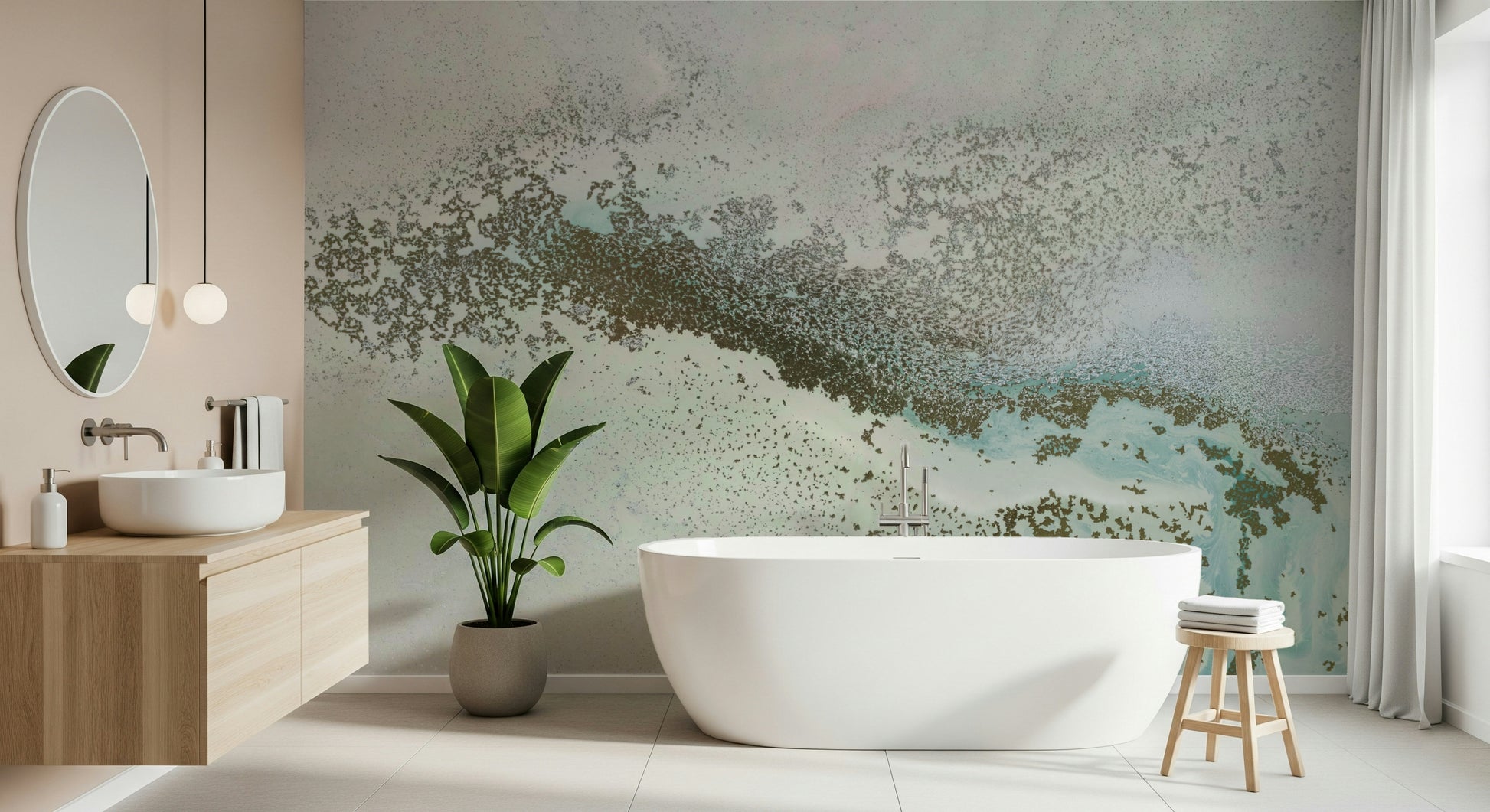 A beautiful wide-angle wall mural of a clear horizon.