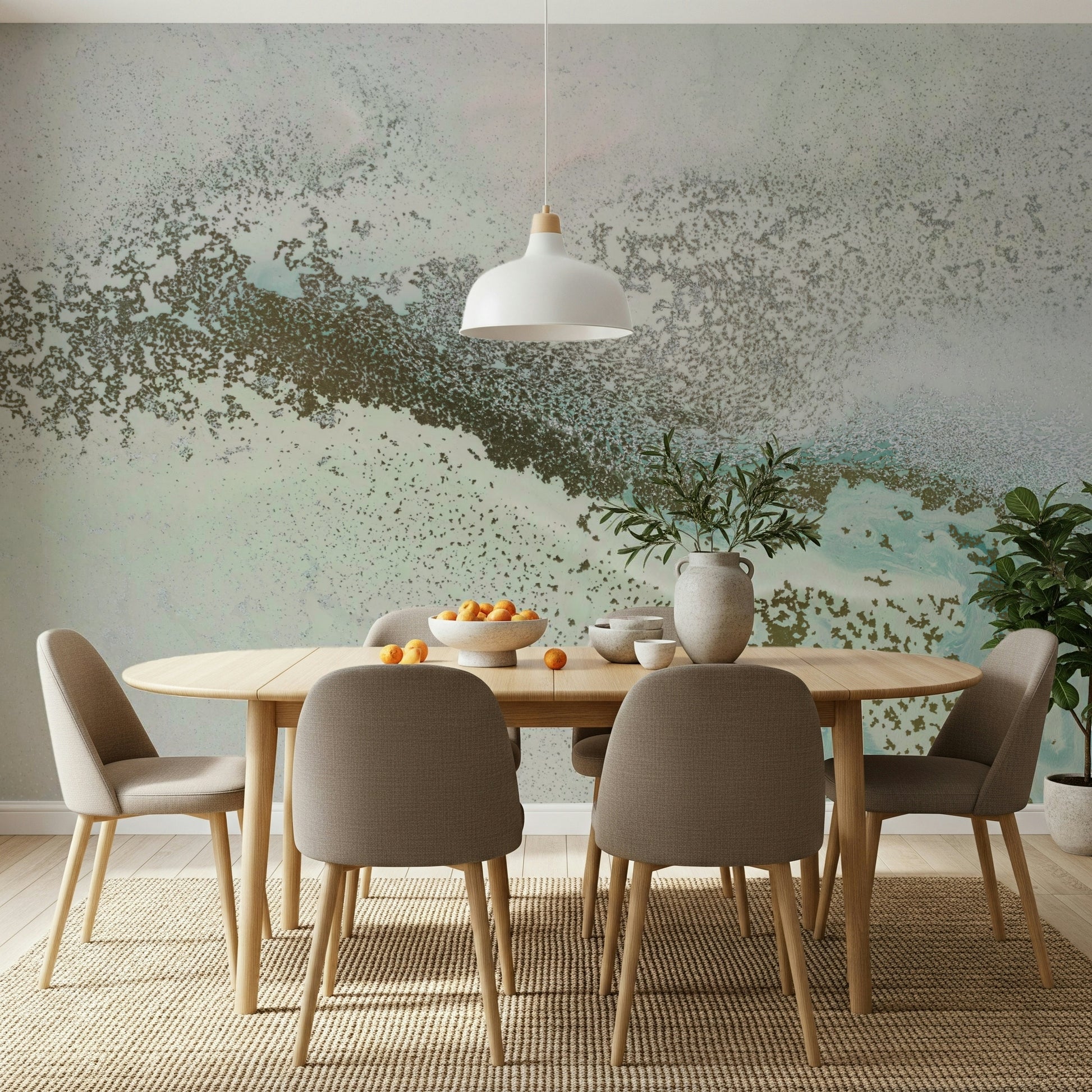 A calming serene ocean wallpaper mural that defines a space.