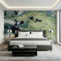 An artistic soft focus mural on minimalist wallpaper.