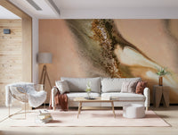 A graceful subtle pattern wall mural in warm, golden tones.