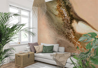 An artistic soft focus mural on minimalist wallpaper.