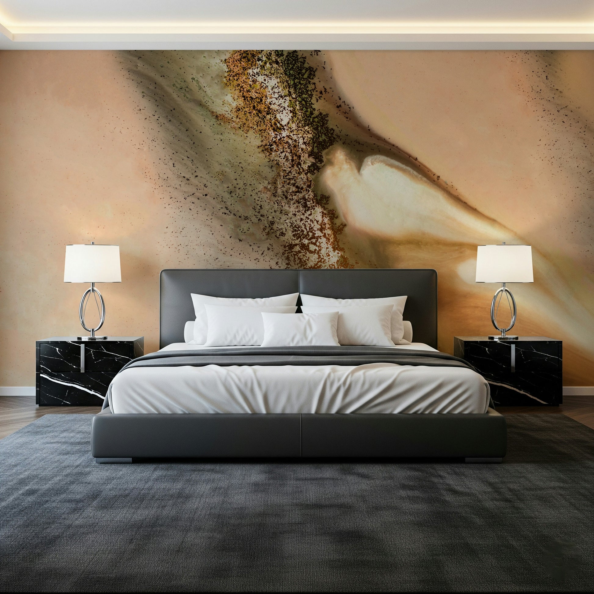 A beautiful abstract texture wallpaper mural with golden sand hues.