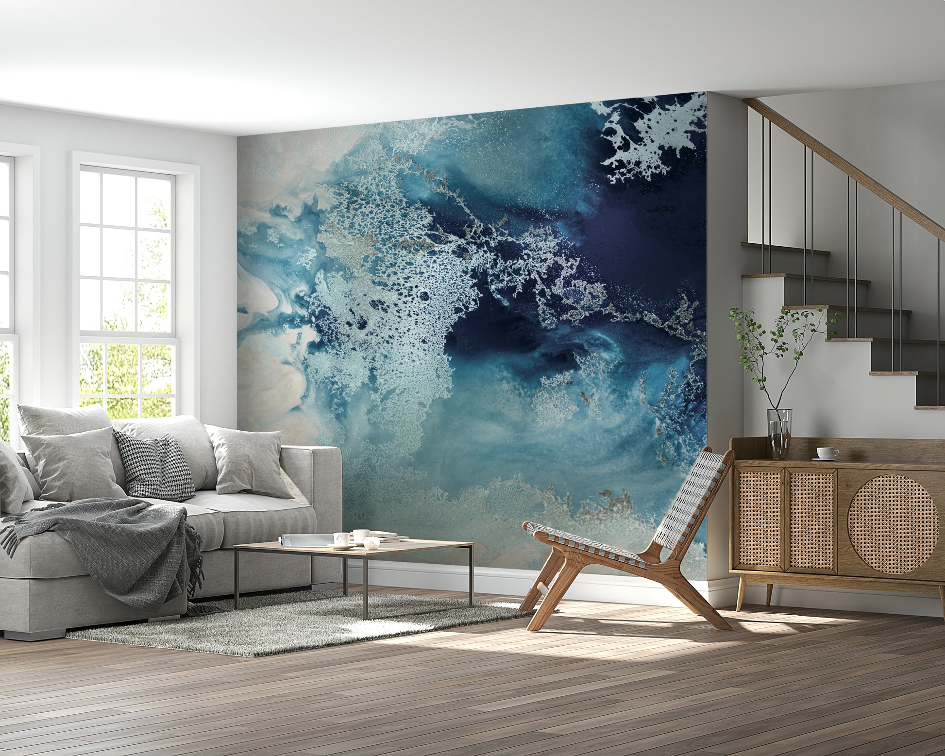 A beautiful modern art wall mural of delicate water.