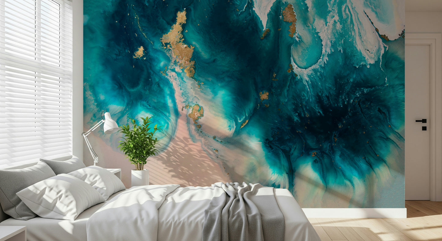 A beautiful modern art wall mural of delicate color.