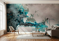 A graceful subtle pattern wall mural in cool, tranquil tones.