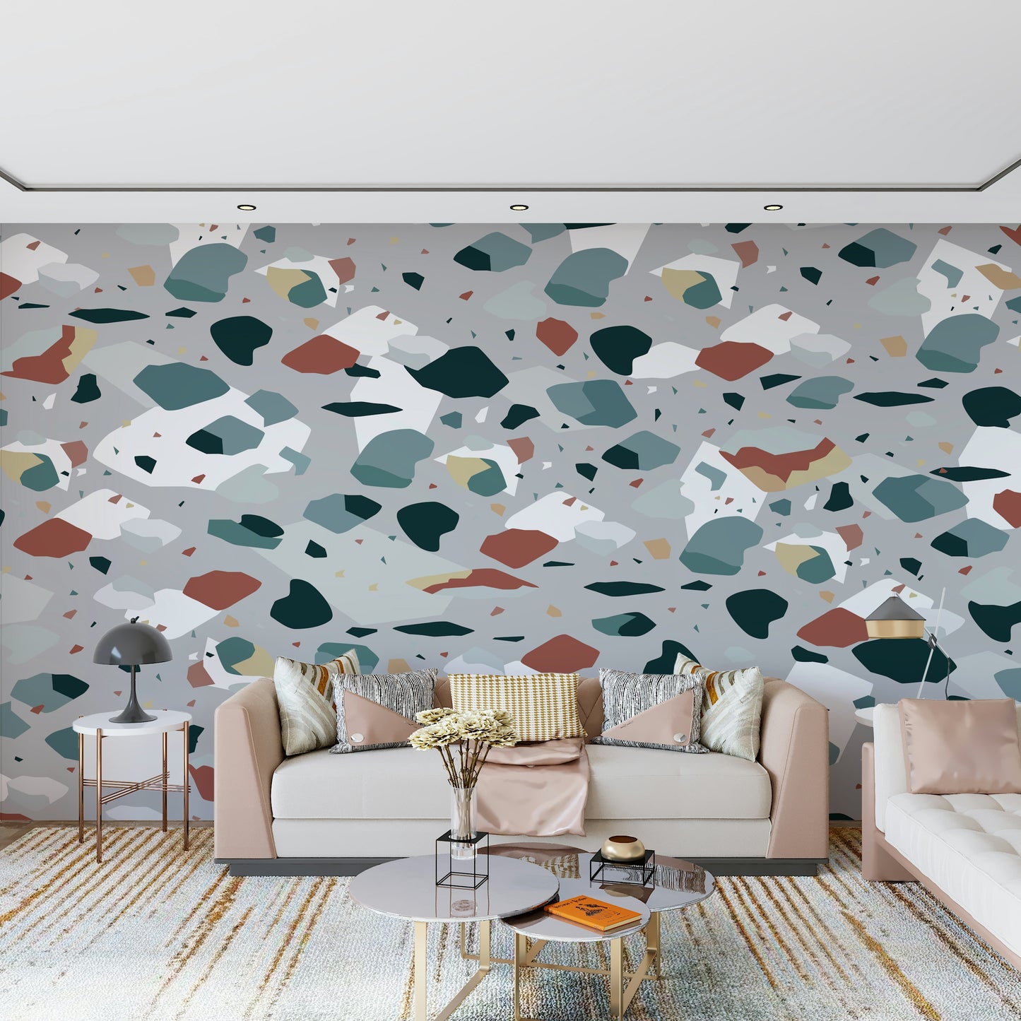 A serene fragmented pattern wall mural for your decor.