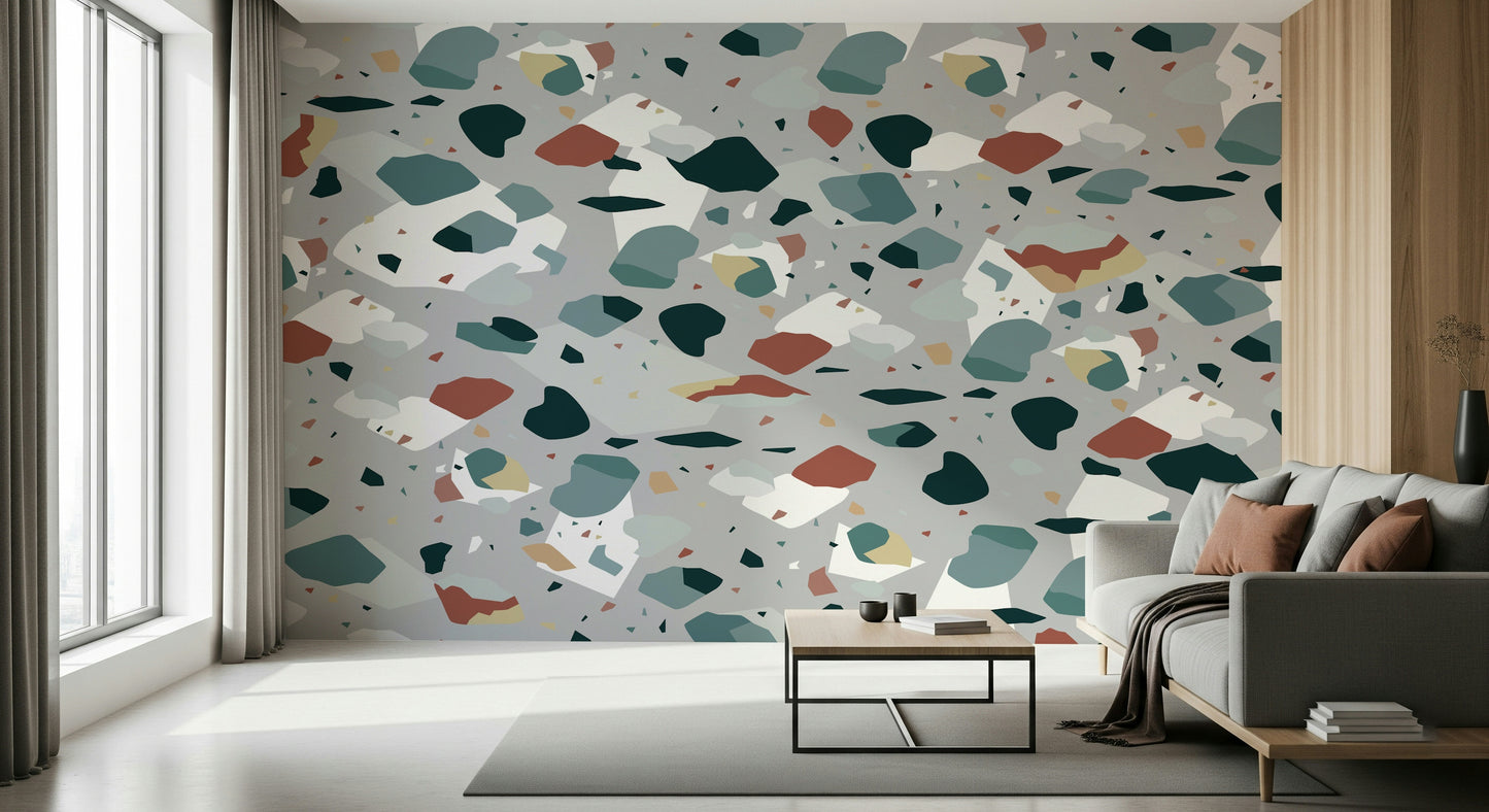 A beautiful abstract mosaic wallpaper mural with subtle texture.