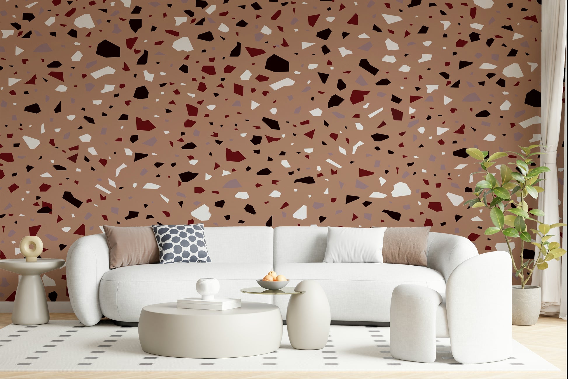 A beautiful earthy fragmented stone wallpaper mural for a modern home.