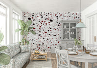 A contemplative geometric design wallpaper mural for a feature wall.