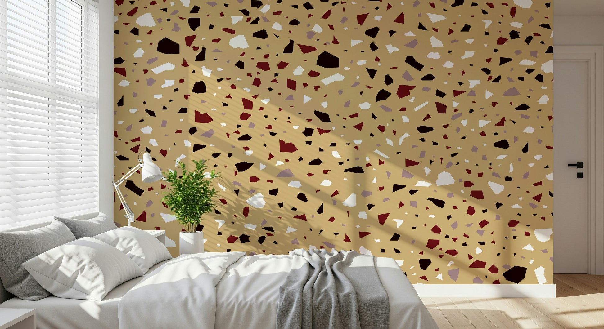 An artistic soft focus mural on minimalist wallpaper.