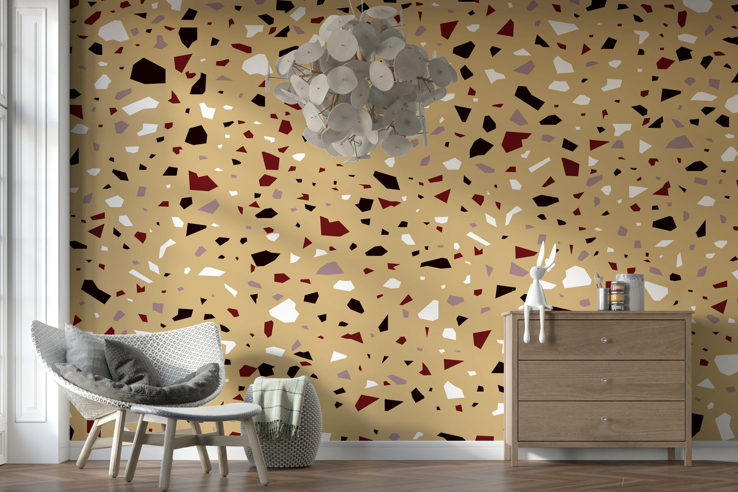 A graceful subtle texture wall mural in cool, natural tones.