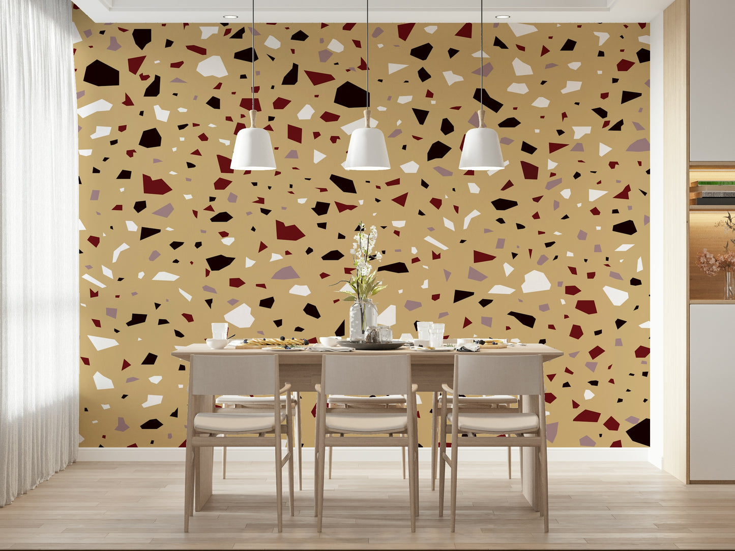 A serene abstract texture wall mural with speckles.