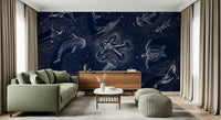 A contemplative starry night wallpaper mural for a feature wall.