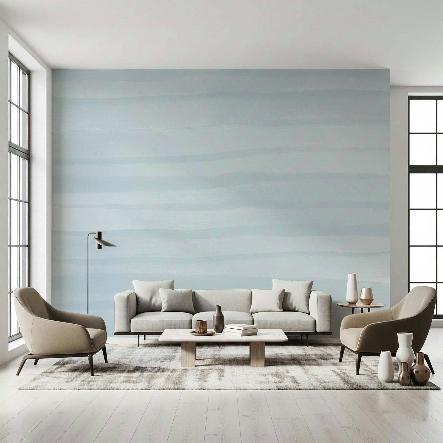 An artistic soft focus mural on minimalist wallpaper.