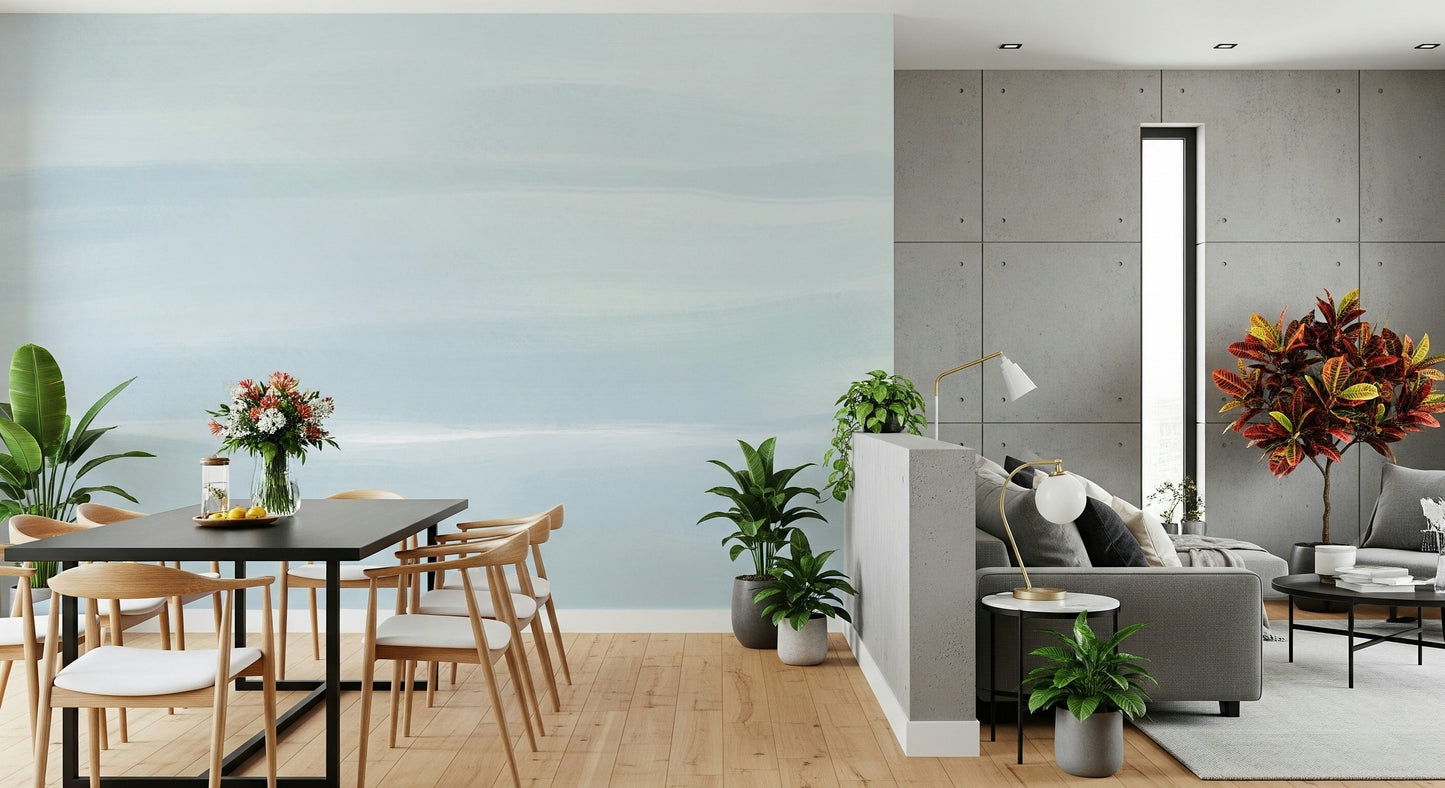 A contemplative gentle sky wallpaper mural for a feature wall.
