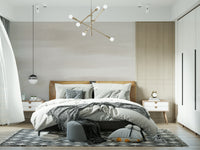 A peaceful modern abstract mural on decorative wallpaper.