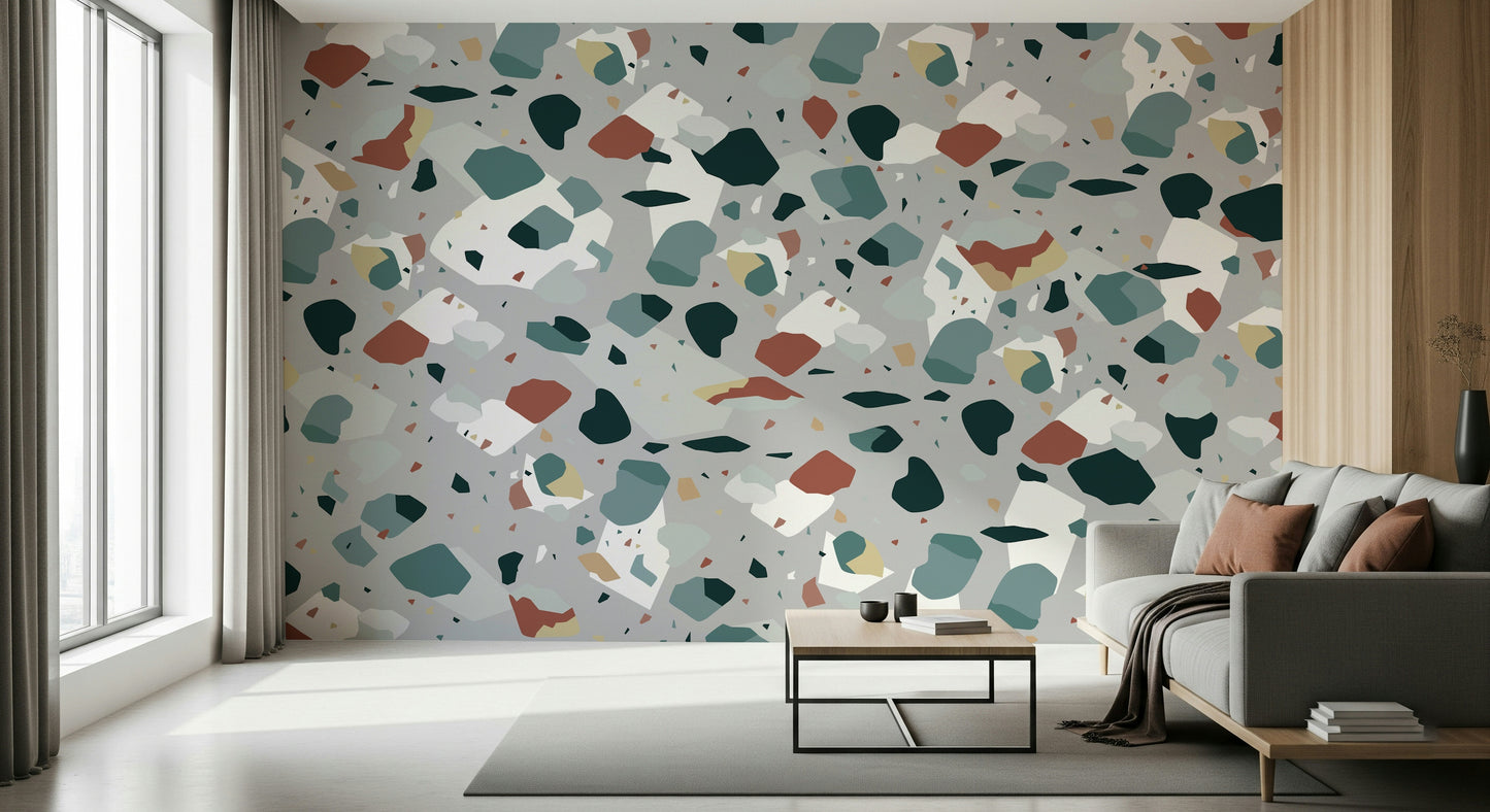 A beautiful modern art wall mural for a living room.