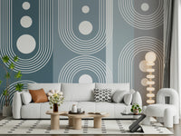 An artistic minimalist form mural for home decor.