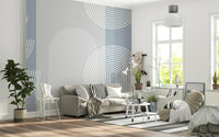 A calming abstract design wallpaper mural that defines a space.
