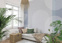 A beautiful modern art wall mural for a living room.