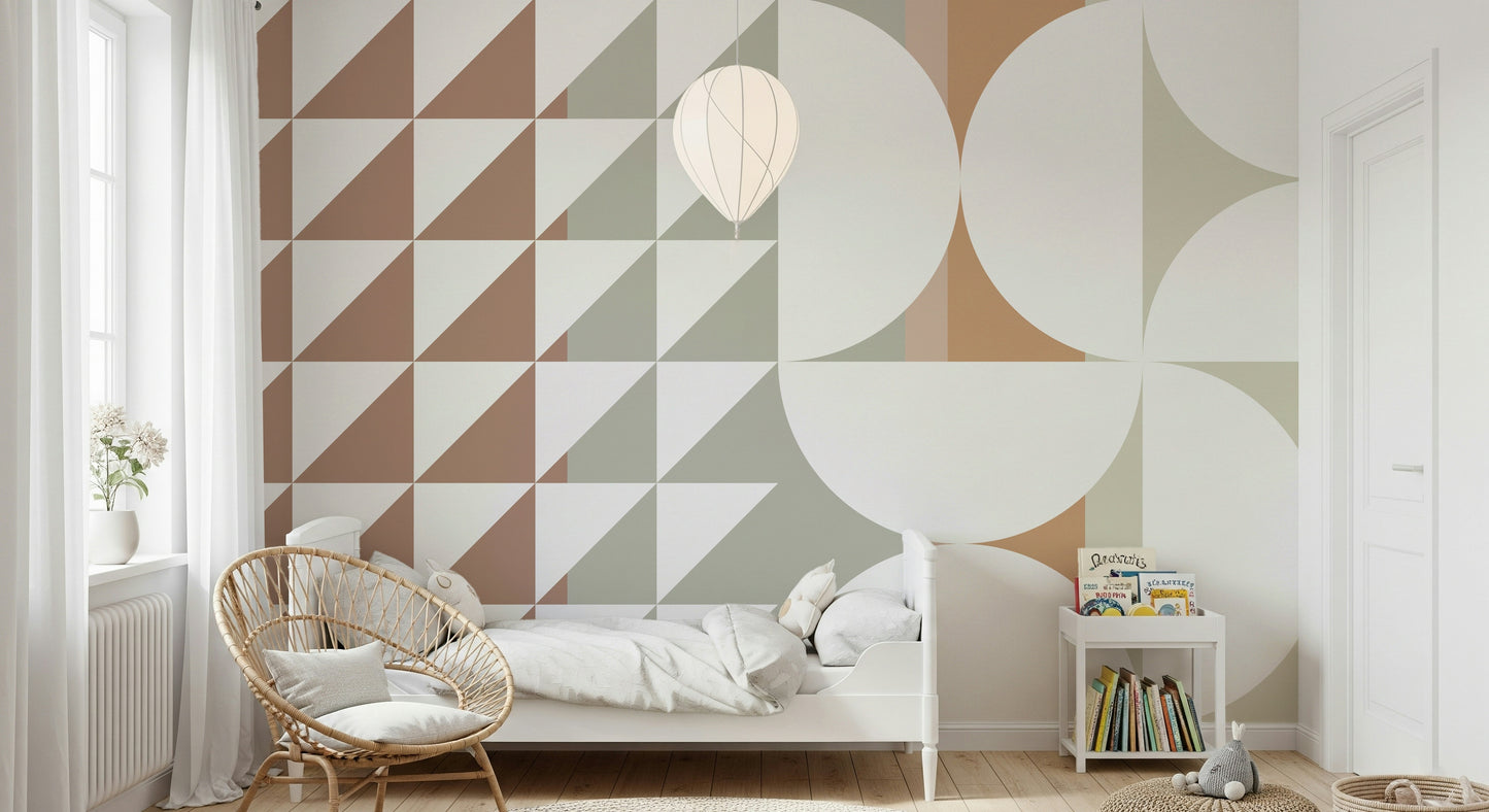 A graceful subtle pattern wall mural in cool, bold tones.
