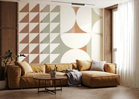An artistic minimalist shape mural for home decor.