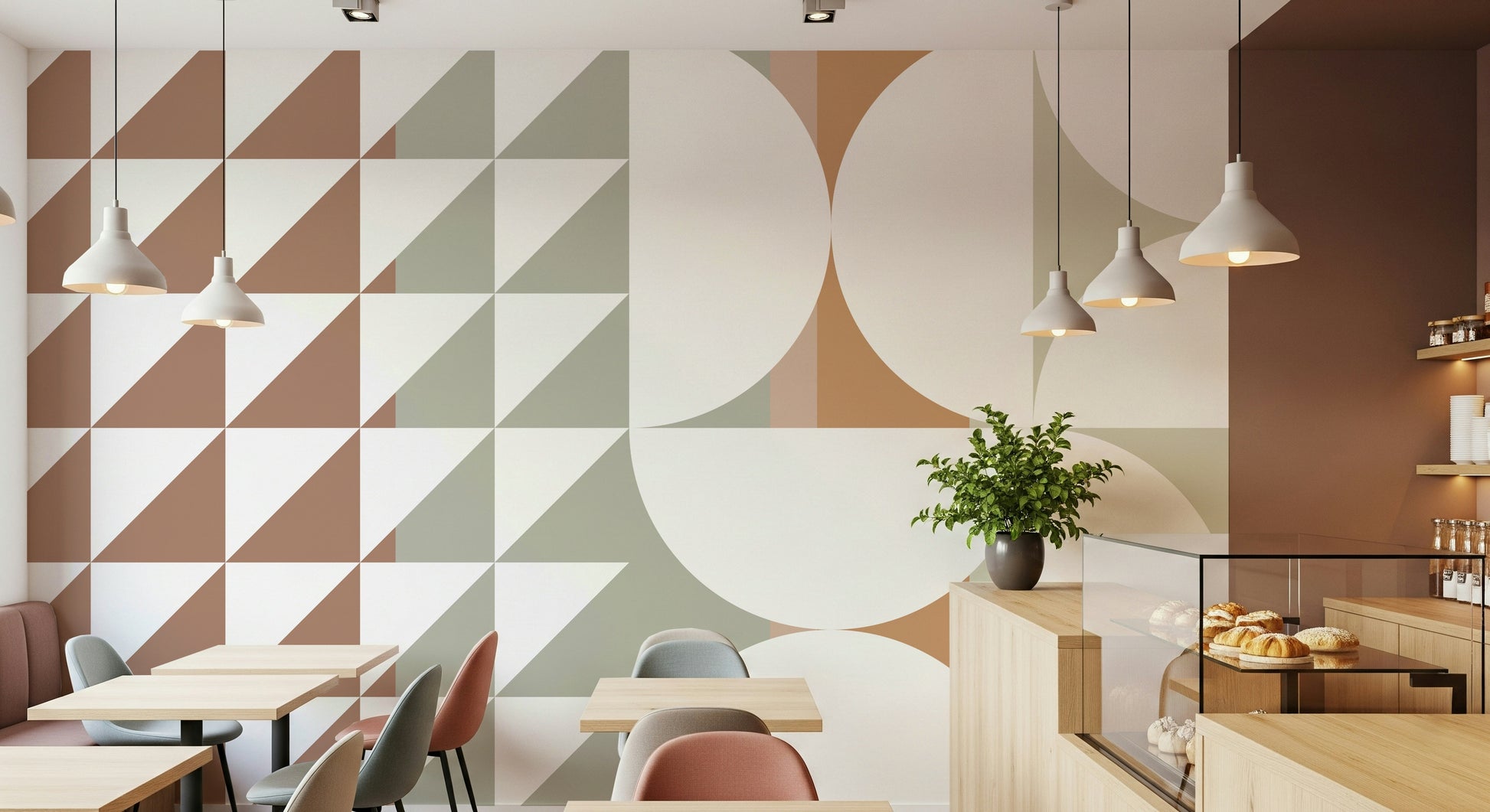 A beautiful modern art wall mural for a living room.