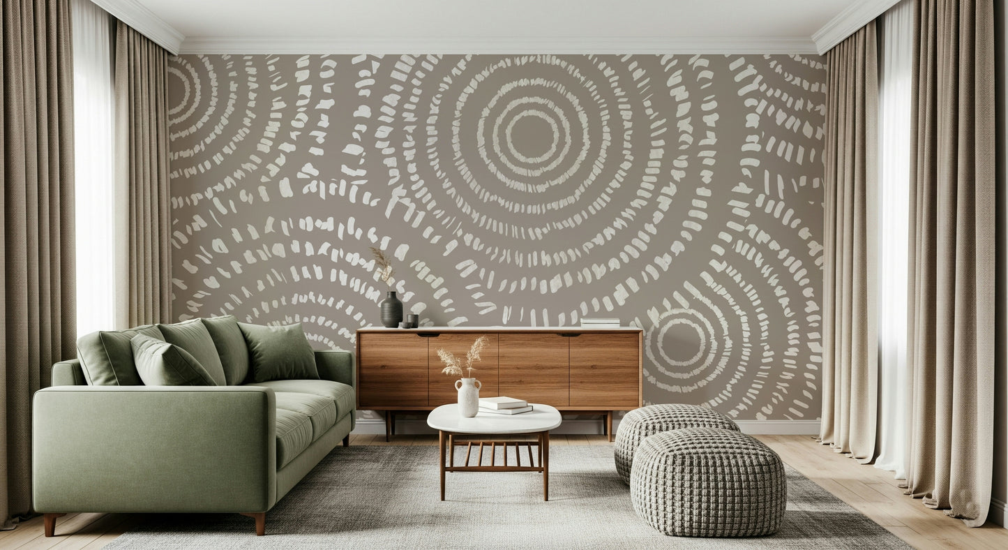 A beautiful modern art wall mural for a living room.