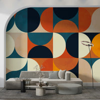 A serene abstract circle wall mural for your decor.