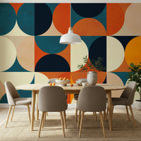 An artistic minimalist shape mural for home decor.