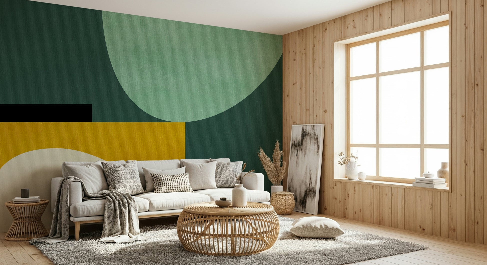 A beautiful modern art wall mural of delicate lines.