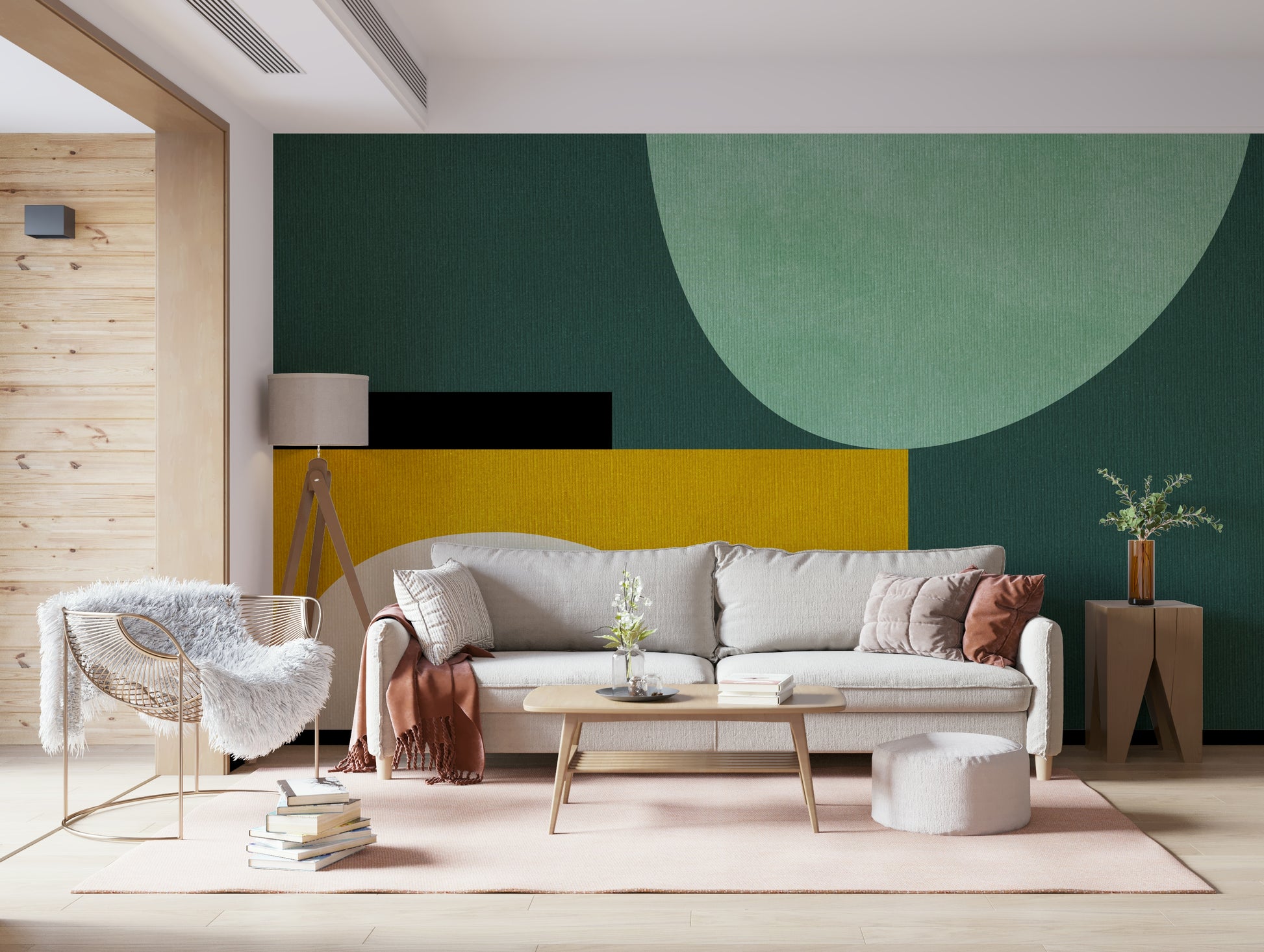 A serene abstract curve wall mural for your decor.