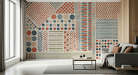 A graceful subtle block wall mural in warm, earthy tones.