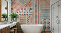 A calming modern pattern wallpaper mural that defines a space.