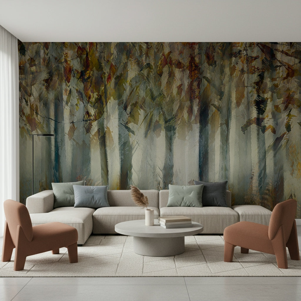 A contemplative gentle design wallpaper mural for a feature wall.