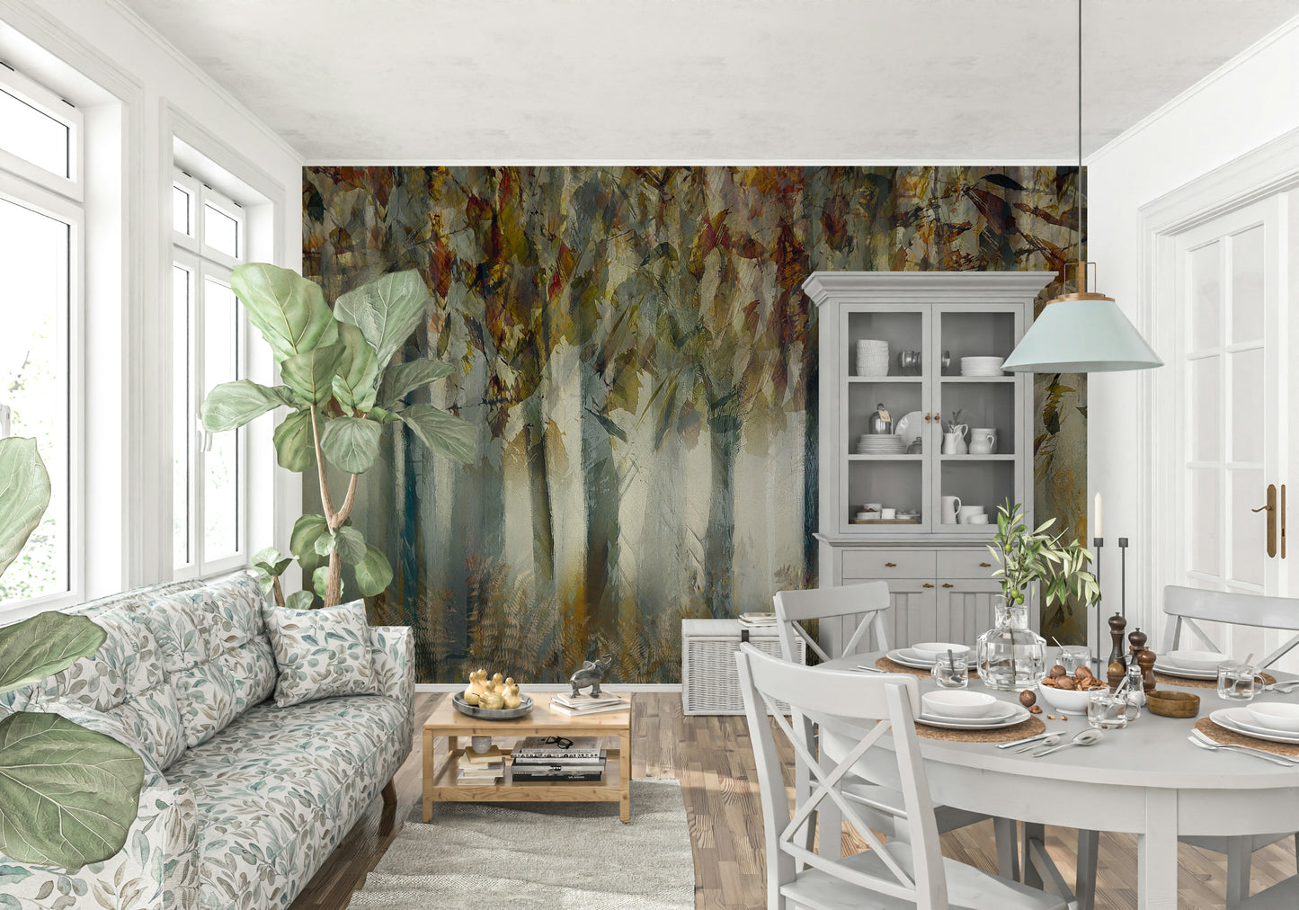 A classic forest theme wallpaper for walls.