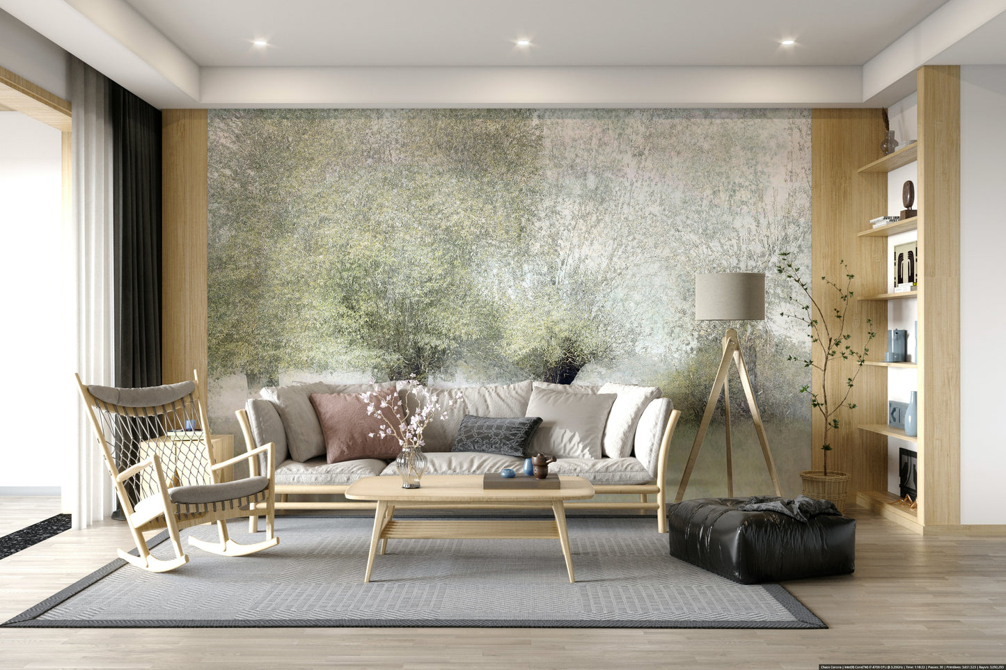 An artistic minimalist form mural for home decor.