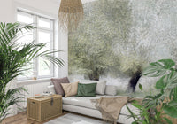 A graceful subtle pattern wall mural in cool, tranquil tones.