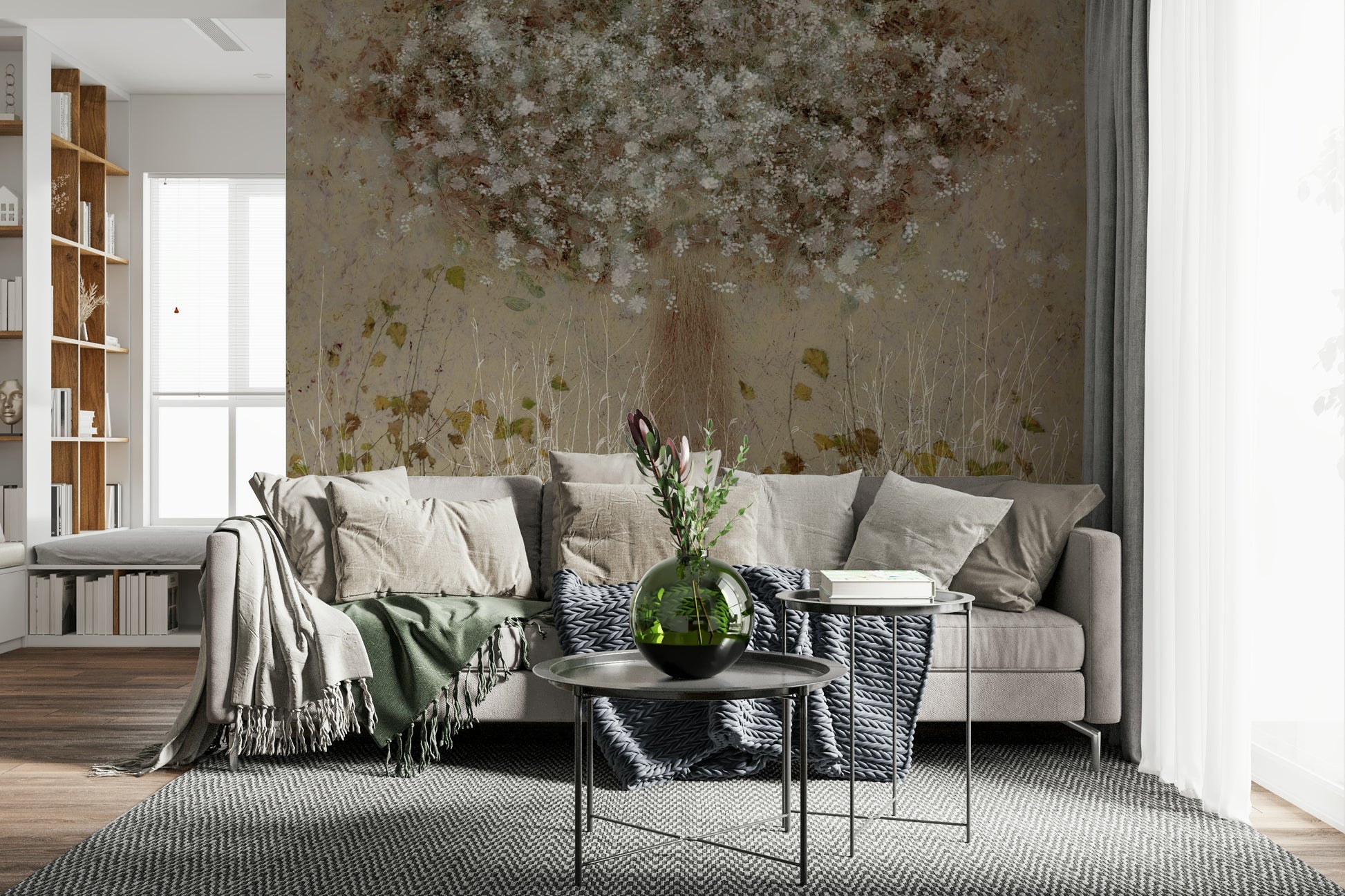 A classic soft floral wallpaper for walls.
