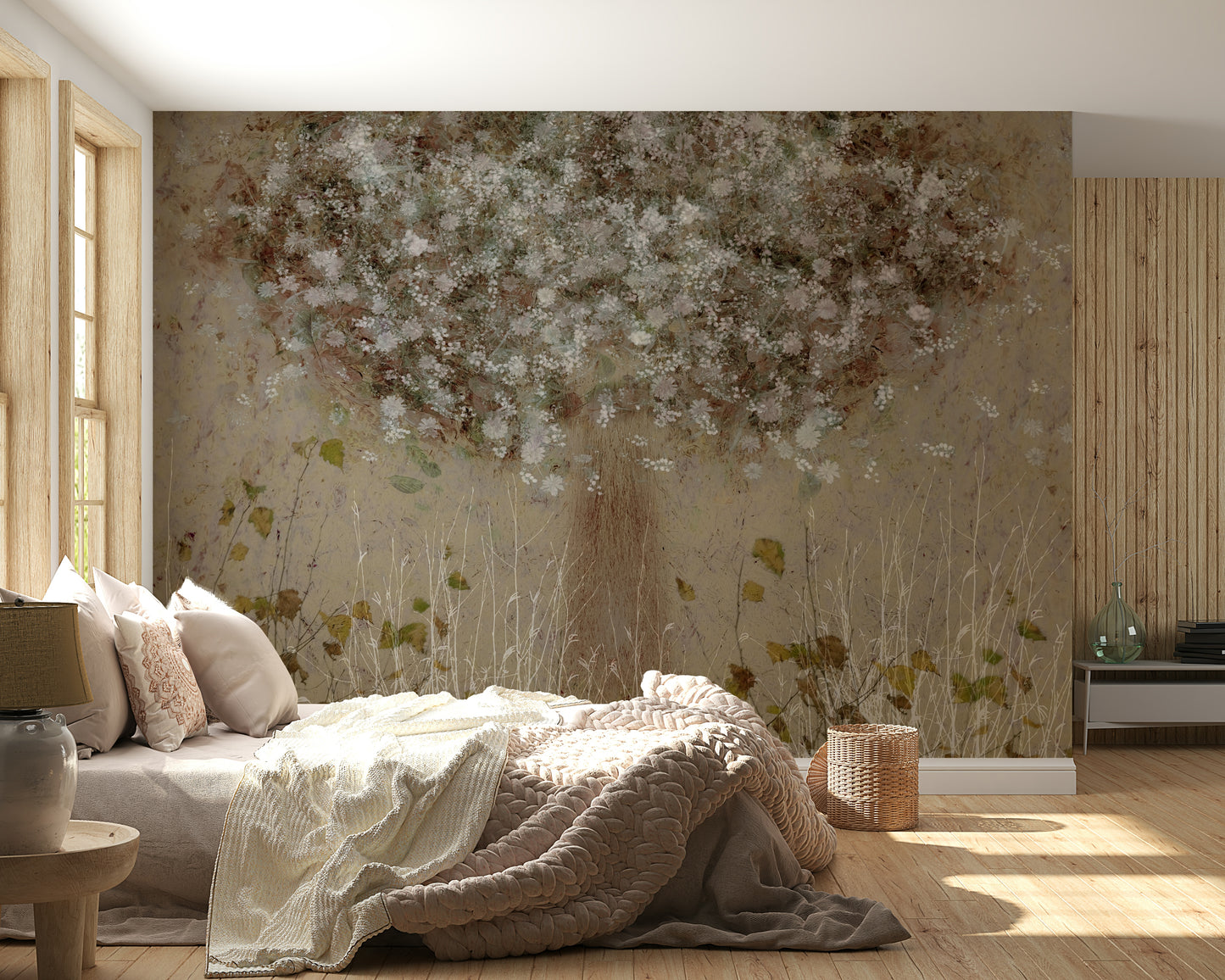 An artistic nature inspired mural for home decor.