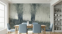 A calming serene forest wallpaper mural that defines a space.