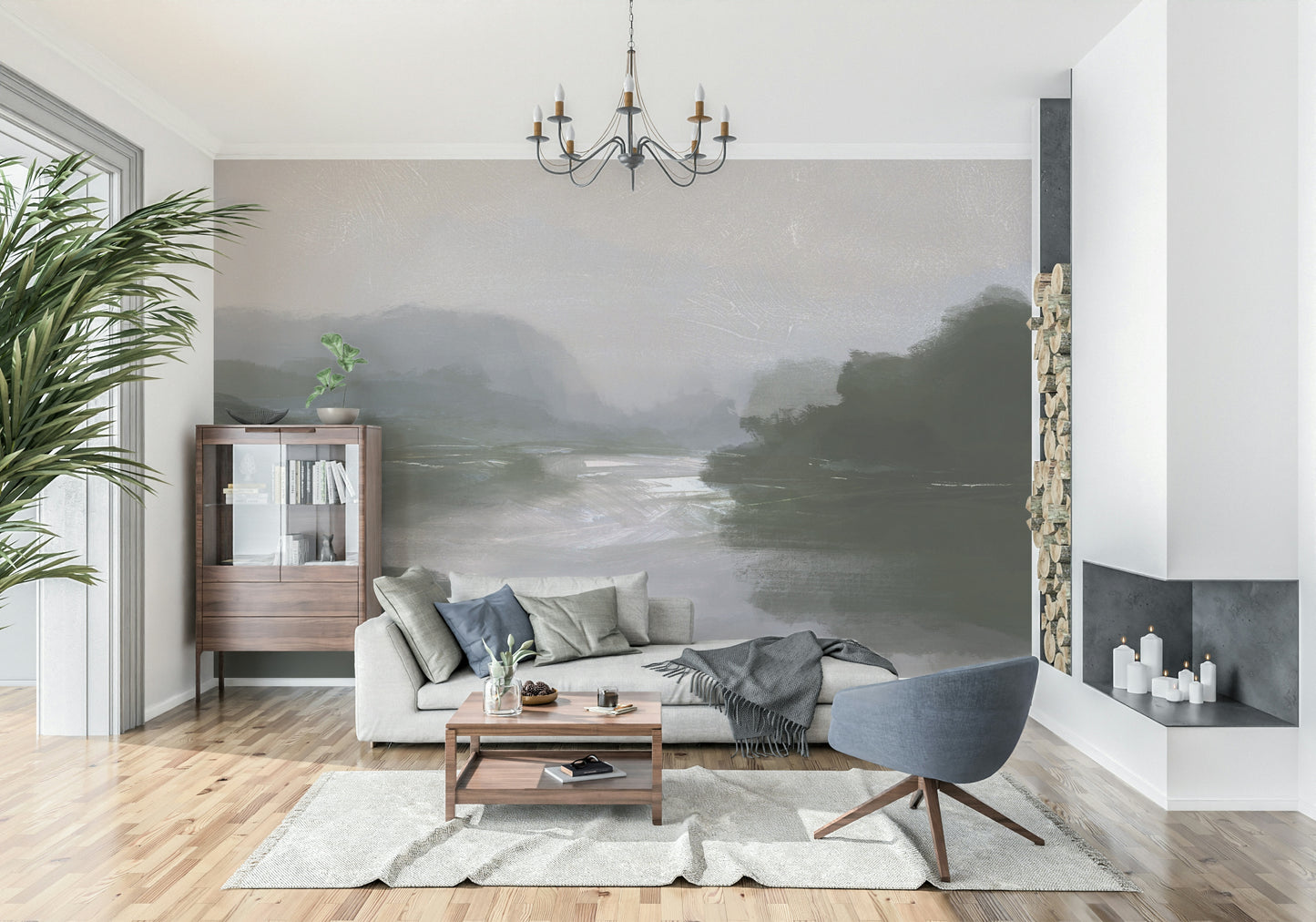 A tranquil abstract river wall mural for your decor.