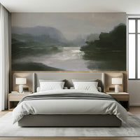A beautiful wide-angle wall mural of an ethereal river.