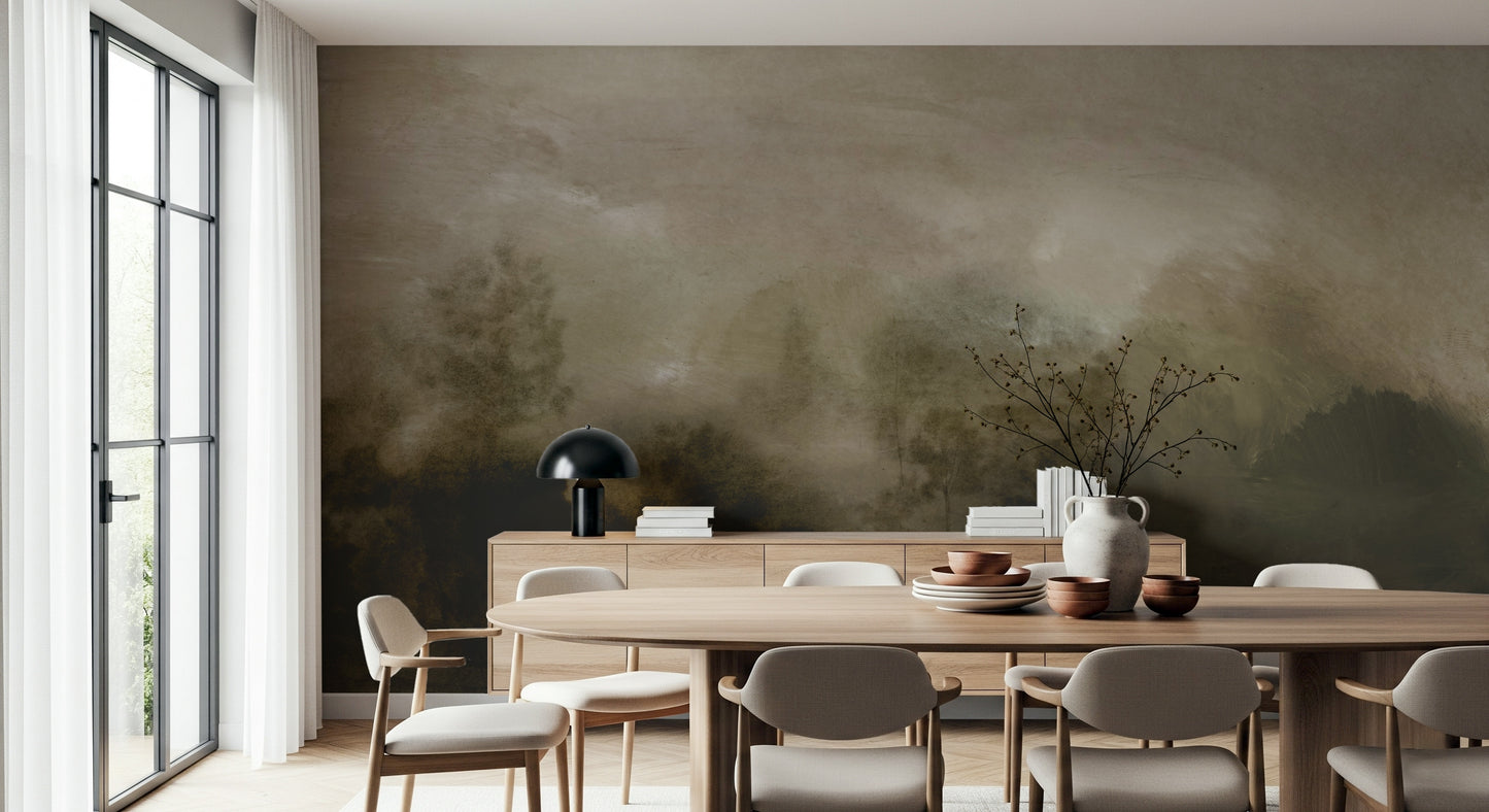 A tranquil ethereal woods wall mural for your decor.
