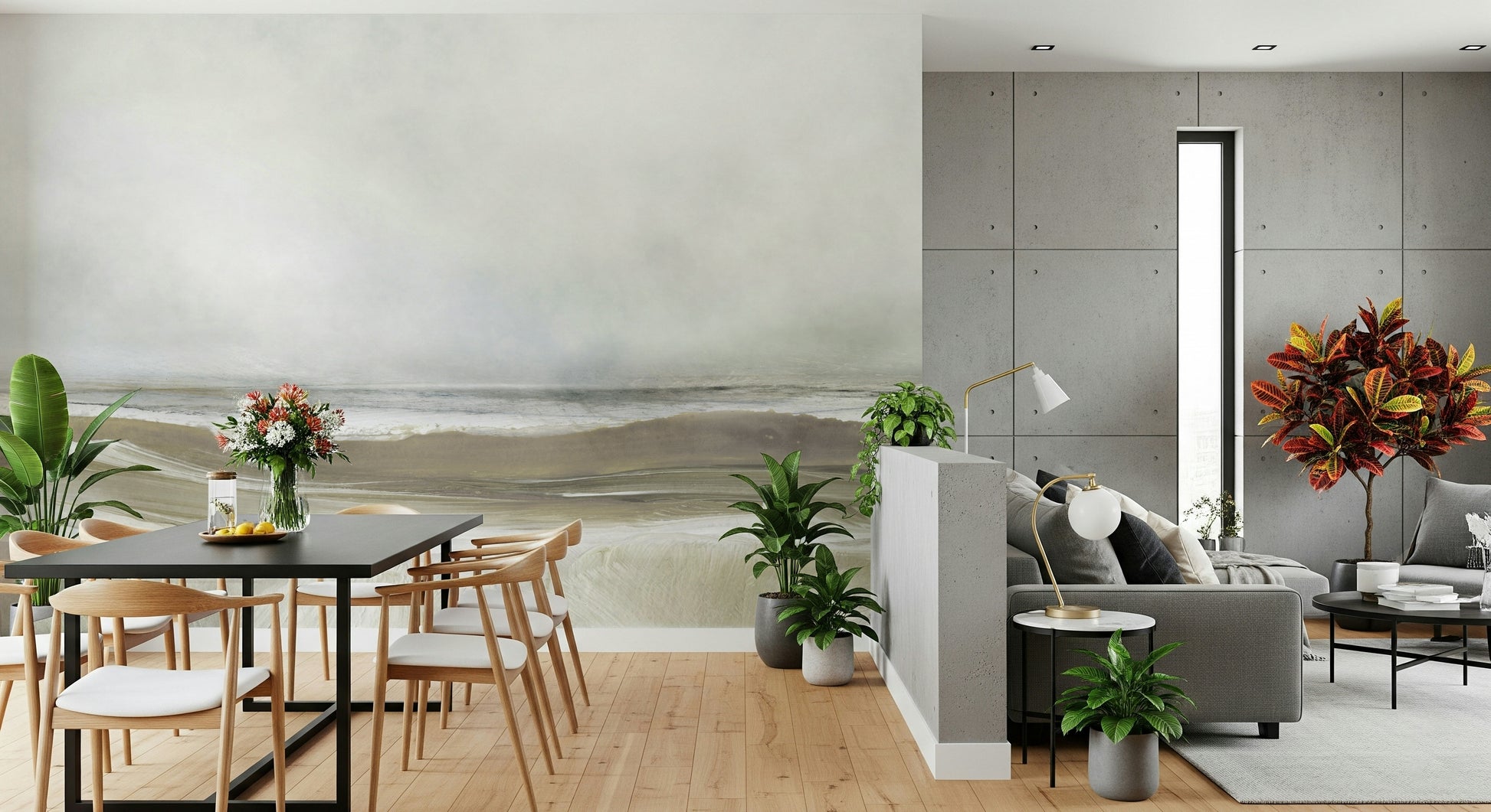 A calming underwater design wallpaper mural that defines a space.