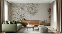 A beautiful wide-angle wall mural of a flowering tree.